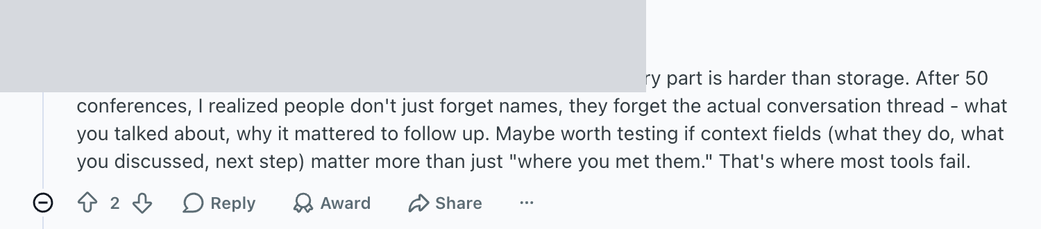 Redacted screenshot of the original post on r/indiehackers