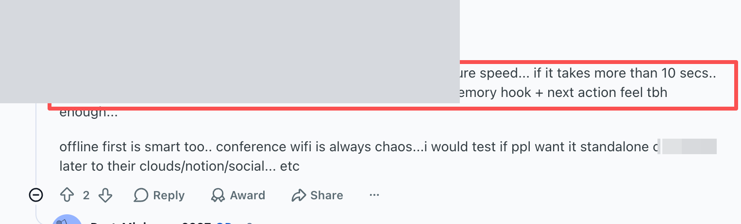 Redacted screenshot of the original post on r/indiehackers